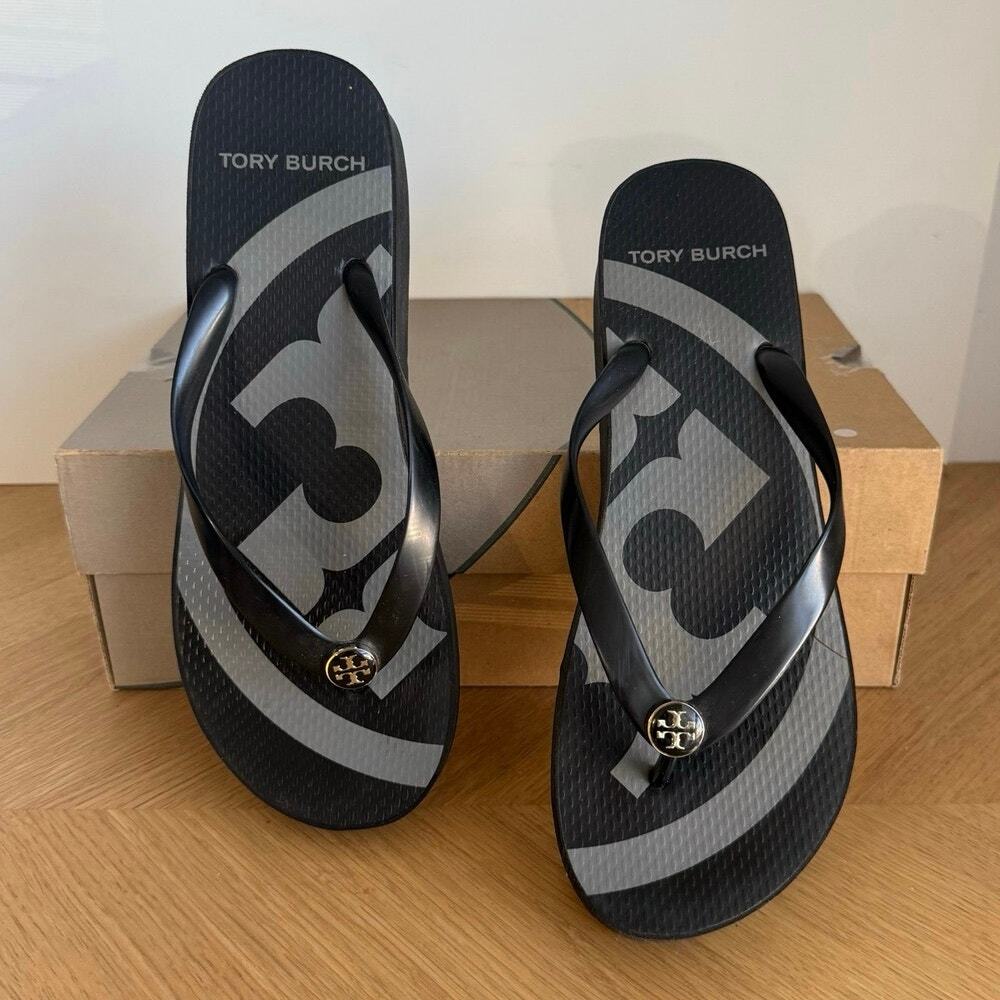 Tory Burch Emory Black/Grey Women Platform Sandals - SZ 11